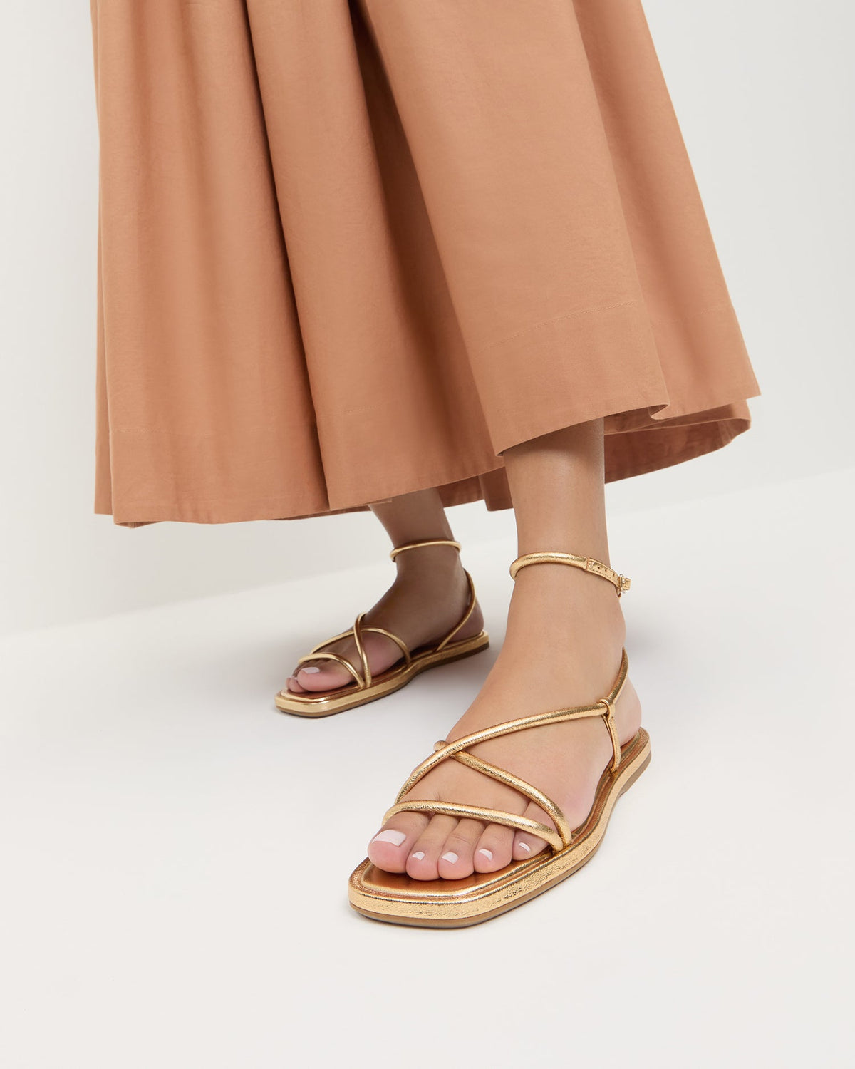 Noor Gold Leather Flat Sandal - Loeffler Randall Trusted