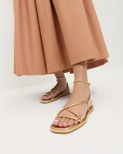 Noor Gold Leather Flat Sandal - Loeffler Randall Trusted