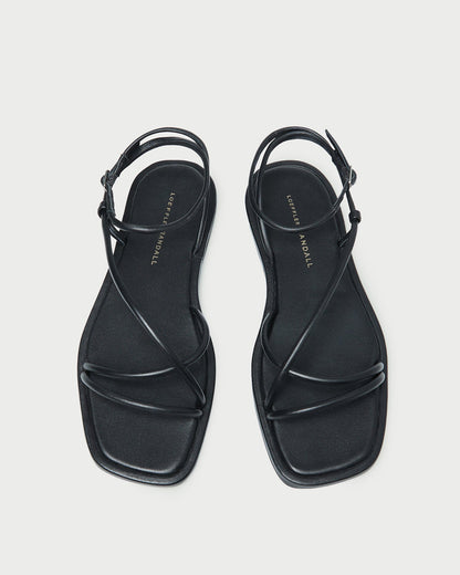 Noor Black Leather Flat Sandal - Loeffler Randall New