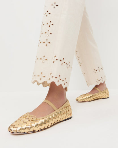 Leonie Gold Woven Ballet Flat - Loeffler Randall Quality