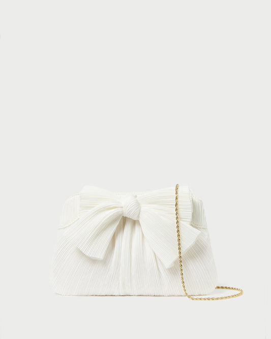 Rayne White Pleated Bow Clutch - Loeffler Randall Discount