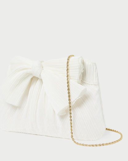 Rayne White Pleated Bow Clutch - Loeffler Randall Discount