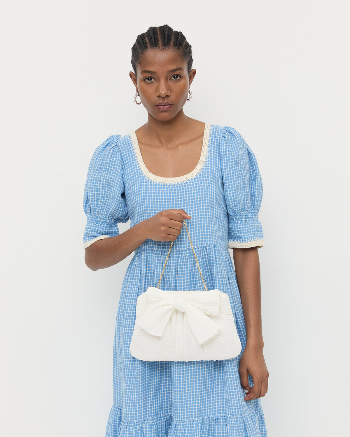 Rayne White Pleated Bow Clutch - Loeffler Randall Discount