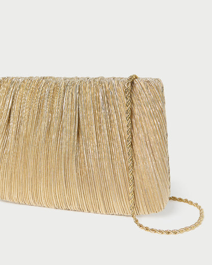 Brit Gold Lamé Pleated Clutch - Loeffler Randall Top Pick