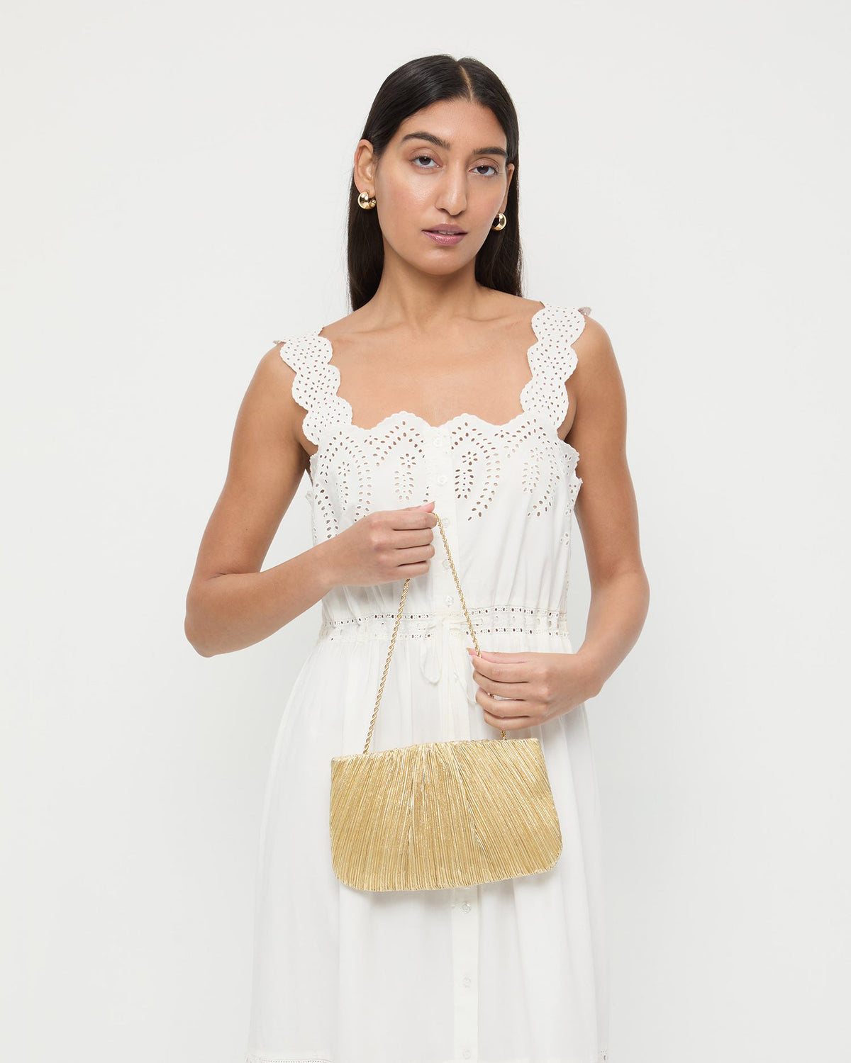 Brit Gold Lamé Pleated Clutch - Loeffler Randall Top Pick