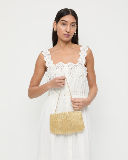 Brit Gold Lamé Pleated Clutch - Loeffler Randall Top Pick