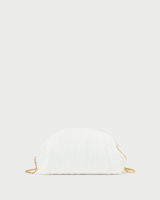 Bailey White Pleated Dome Clutch - Loeffler Randall Quality