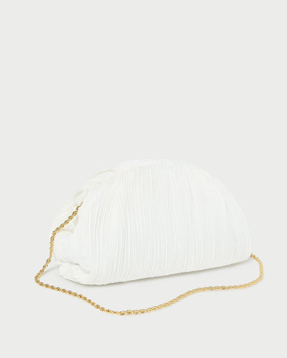 Bailey White Pleated Dome Clutch - Loeffler Randall Quality