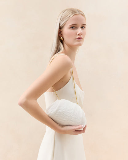 Bailey White Pleated Dome Clutch - Loeffler Randall Quality