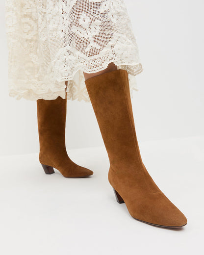 Cleo Cacao Suede Mid-Calf Boot - Loeffler Randall New