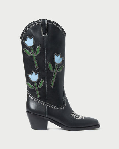Wilder Black Tulip Leather Boot - Loeffler Randall Everyday