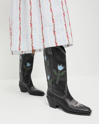 Wilder Black Tulip Leather Boot - Loeffler Randall Everyday