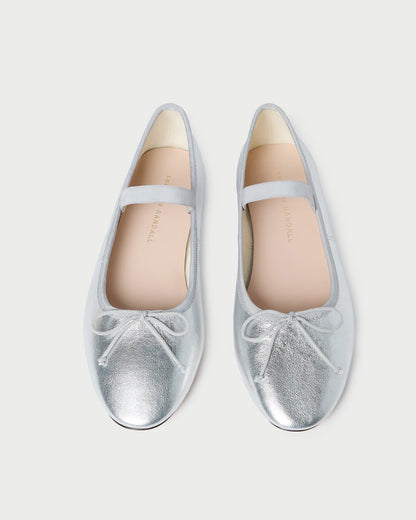 Leonie Silver Leather Ballet Flat - Loeffler Randall Trusted