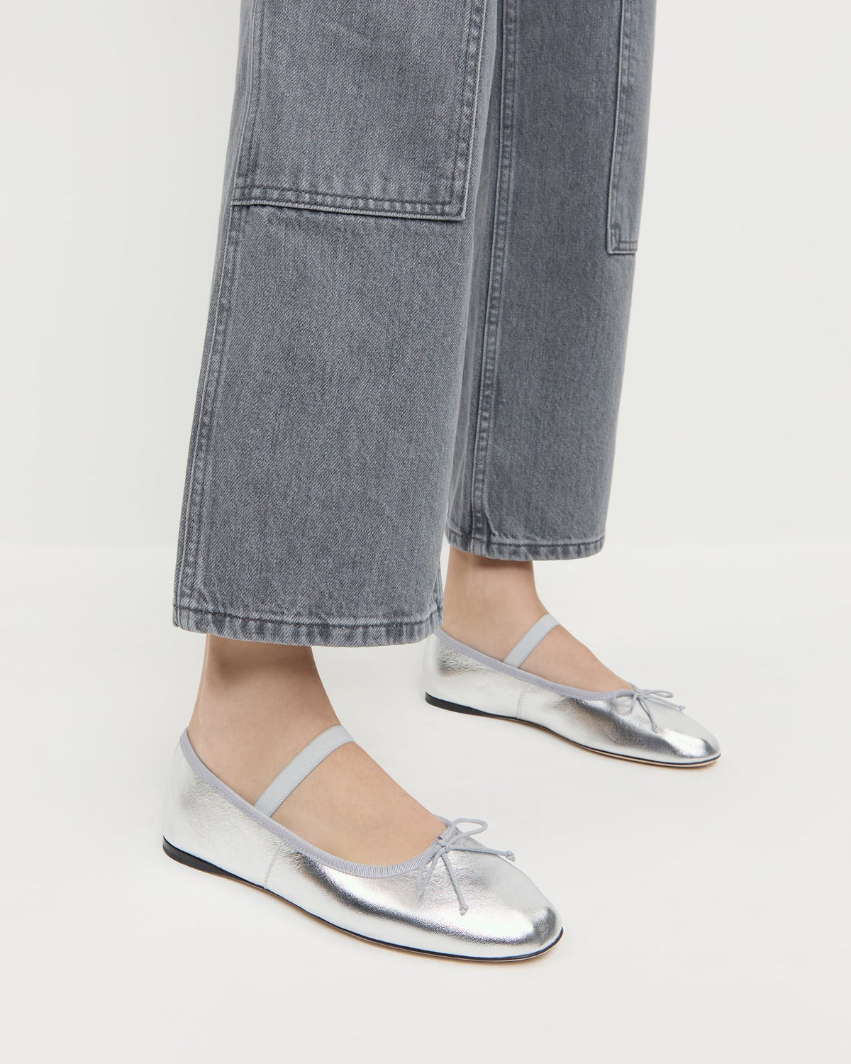 Leonie Silver Leather Ballet Flat - Loeffler Randall Trusted