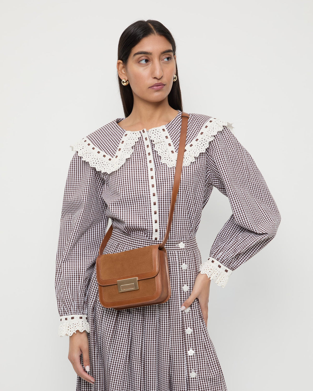 Desi Cacao Suede/Leather Crossbody - Loeffler Randall Quality