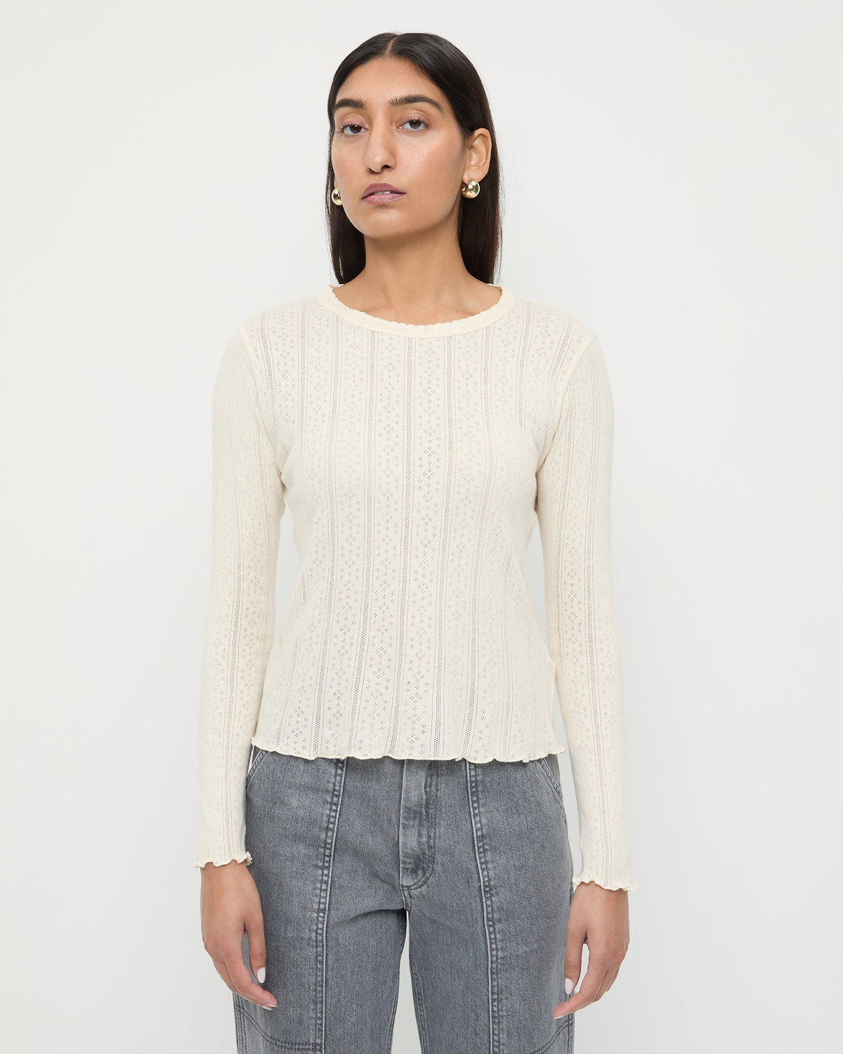 Lolo Pointelle Long-Sleeve Tee - Loeffler Randall Smart Buy