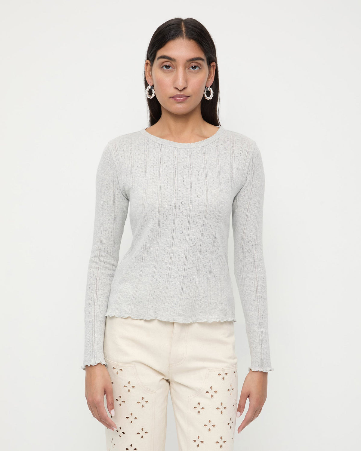 Lolo Pointelle Long-Sleeve Tee - Loeffler Randall Quality