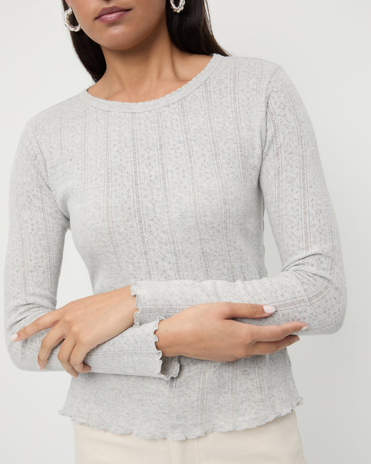 Lolo Pointelle Long-Sleeve Tee - Loeffler Randall Quality