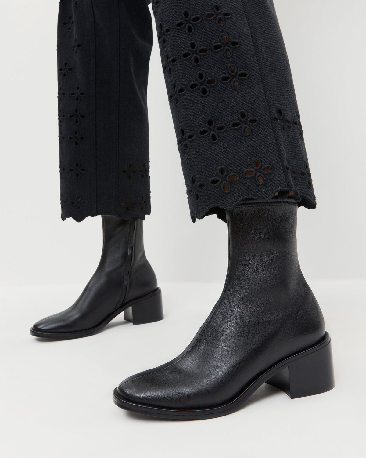Roxy Black Leather Ankle Bootie - Loeffler Randall Deals