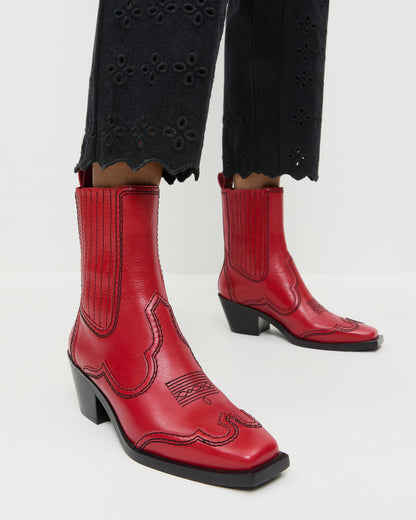 Agnes Red Leather Western Boot - Loeffler Randall Popular