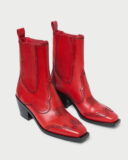 Agnes Red Leather Western Boot - Loeffler Randall Popular