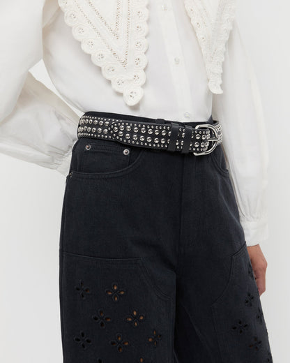 Isaac Black/Silver Studded Belt - Loeffler Randall Value