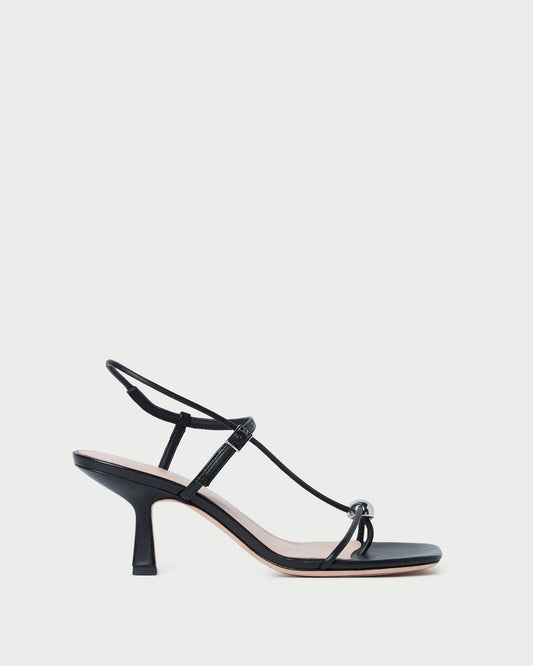 Triana Black Leather Mid-Heel Sandal - Loeffler Randall Best Seller