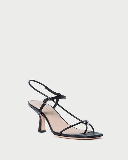 Triana Black Leather Mid-Heel Sandal - Loeffler Randall Best Seller
