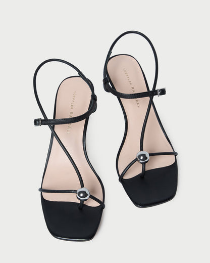 Triana Black Leather Mid-Heel Sandal - Loeffler Randall Best Seller