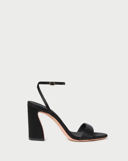 Malia Black Satin Curved-Heel Sandal - Loeffler Randall Essential