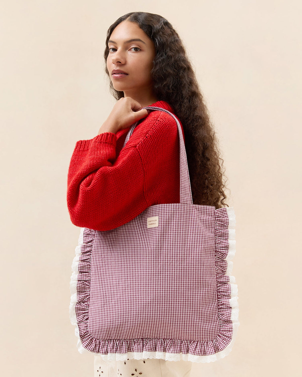 Justine Maroon Ruffle Tote - Loeffler Randall Special Offer