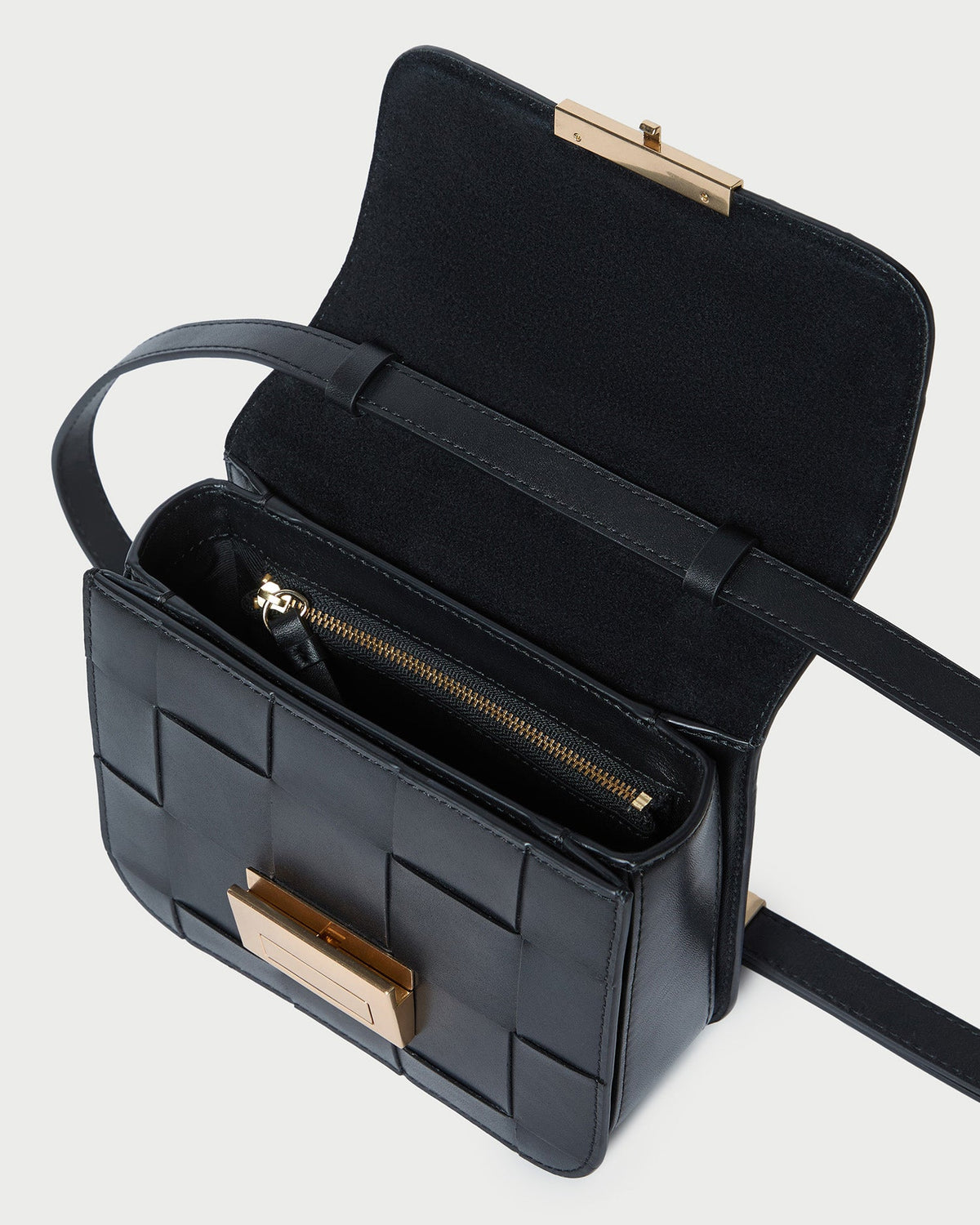 Desi Black Woven Leather Crossbody - Loeffler Randall Everyday