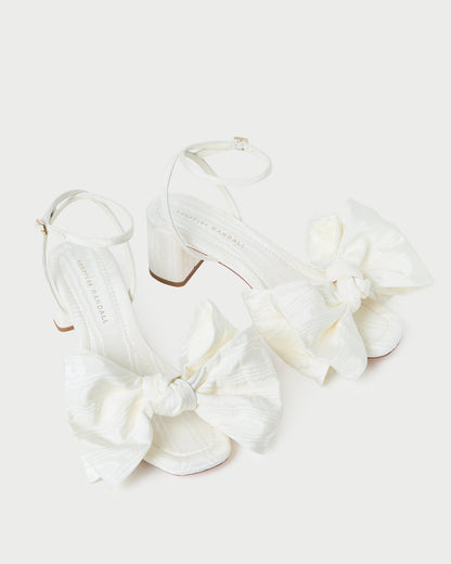Carmen Cream Moiré Bow Sandal - Loeffler Randall Special Offer