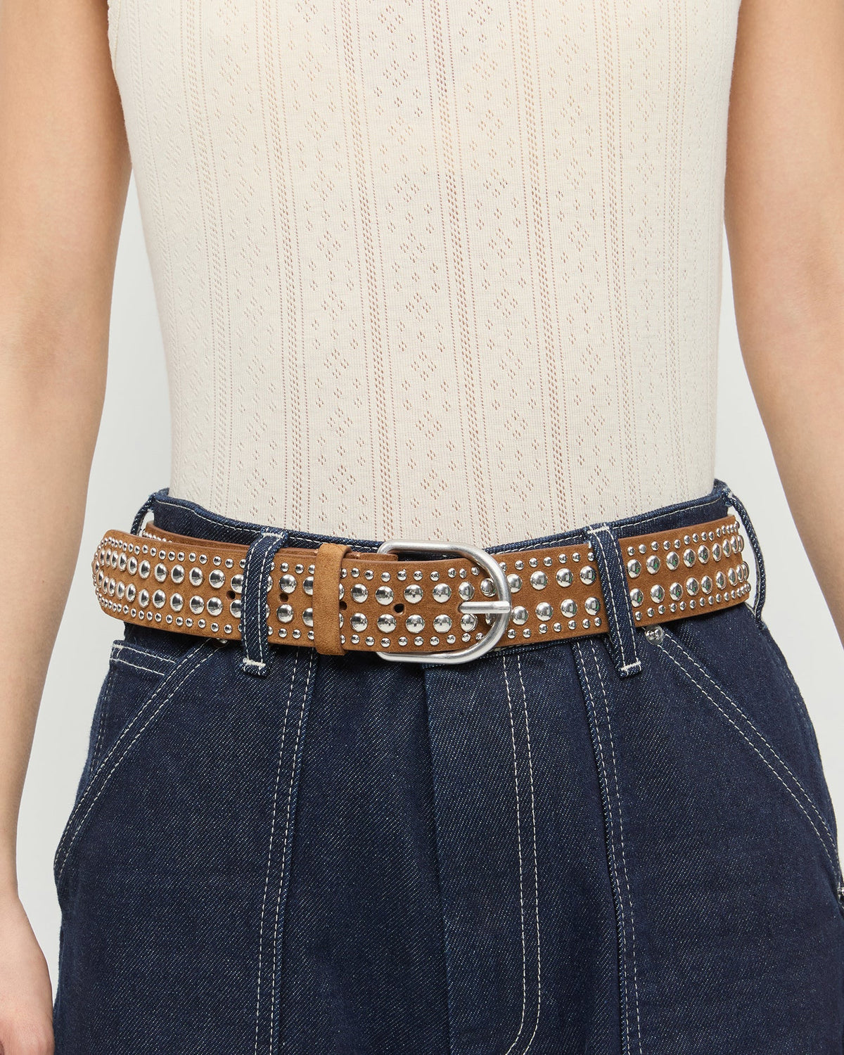 Isaac Cacao/Silver Studded Belt - Loeffler Randall Trending