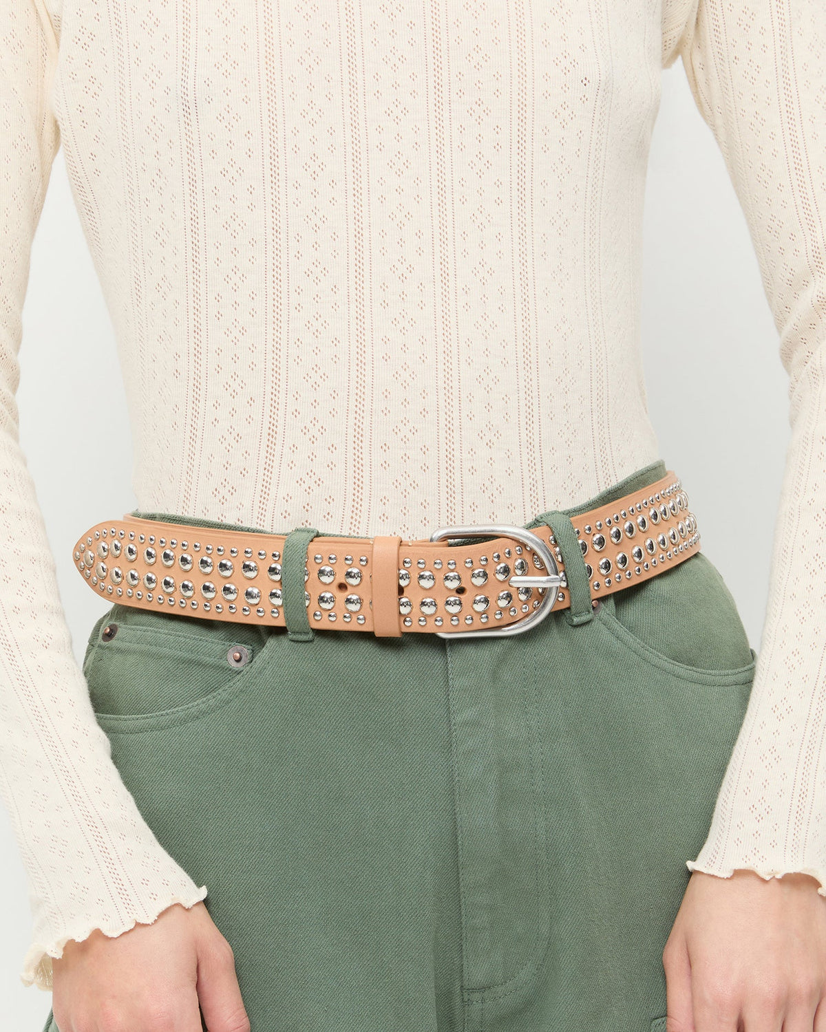 Isaac Honey/Silver Studded Belt - Loeffler Randall Everyday