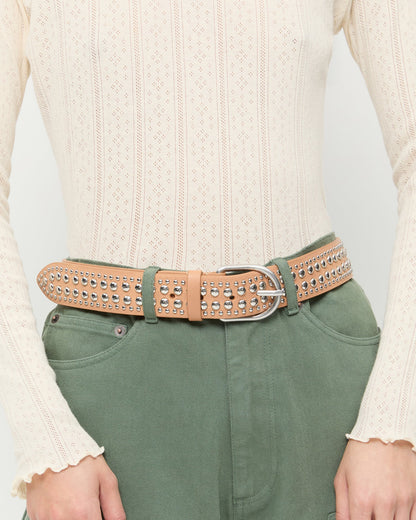 Isaac Honey/Silver Studded Belt - Loeffler Randall Everyday