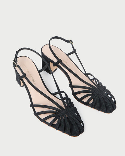 Priscilla Black Moiré Heeled Sandal - Loeffler Randall Customer Favorite