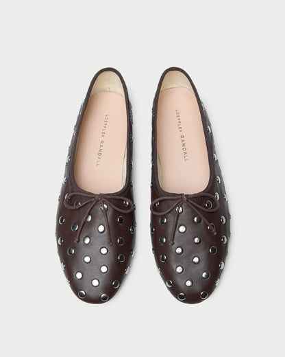 Landon Espresso/Silver Leather Ballet Flat - Loeffler Randall Best Price