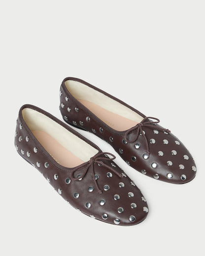 Landon Espresso/Silver Leather Ballet Flat - Loeffler Randall Best Price