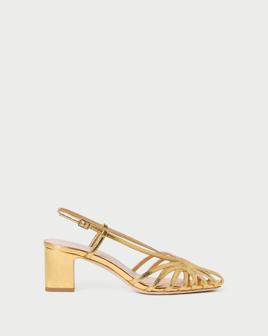 Priscilla Gold Lattice Heeled Sandal - Loeffler Randall Sale