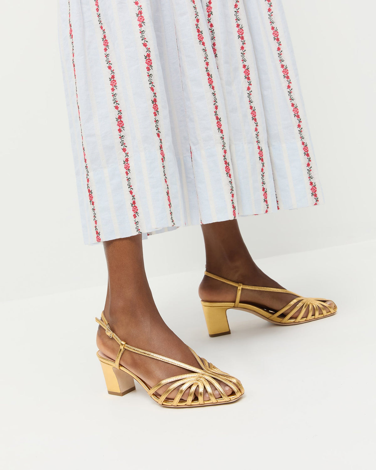 Priscilla Gold Lattice Heeled Sandal - Loeffler Randall Sale
