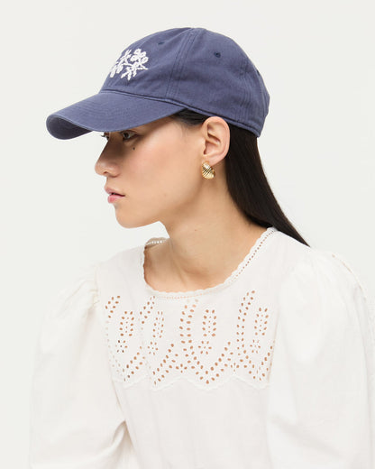 Cairo Navy/Cream Embroidered Cap - Loeffler Randall Recommended
