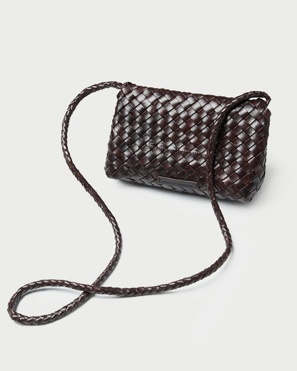 Vinnie Chocolate Woven Leather Crossbody - Loeffler Randall Deals