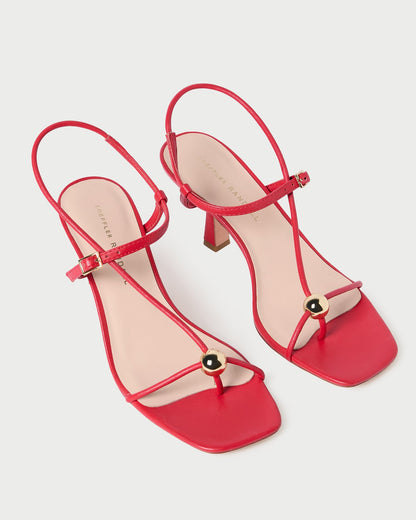 Triana Red Leather Mid-Heel Sandal - Loeffler Randall Customer Favorite