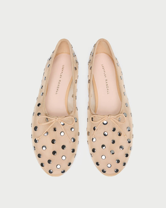 Landon Caramel/Silver Mesh Ballet Flat - Loeffler Randall New
