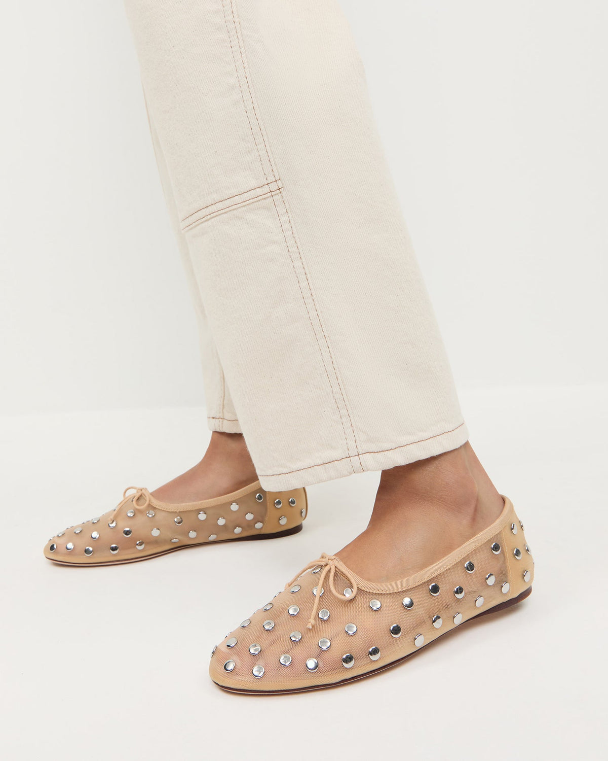 Landon Caramel/Silver Mesh Ballet Flat - Loeffler Randall New