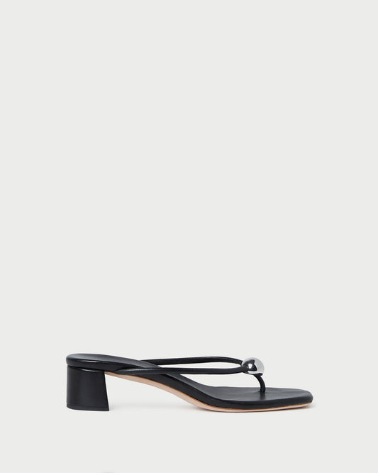 Odessa Black Leather Heeled Sandal - Loeffler Randall Premium