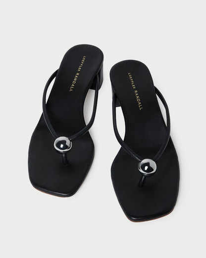 Odessa Black Leather Heeled Sandal - Loeffler Randall Premium