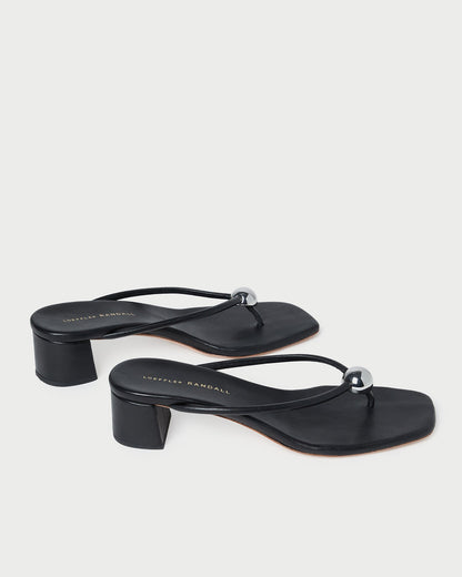Odessa Black Leather Heeled Sandal - Loeffler Randall Premium