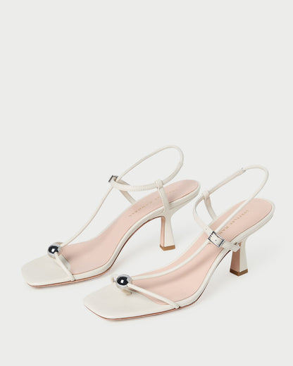 Triana White Leather Mid-Heel Sandal - Loeffler Randall Quality